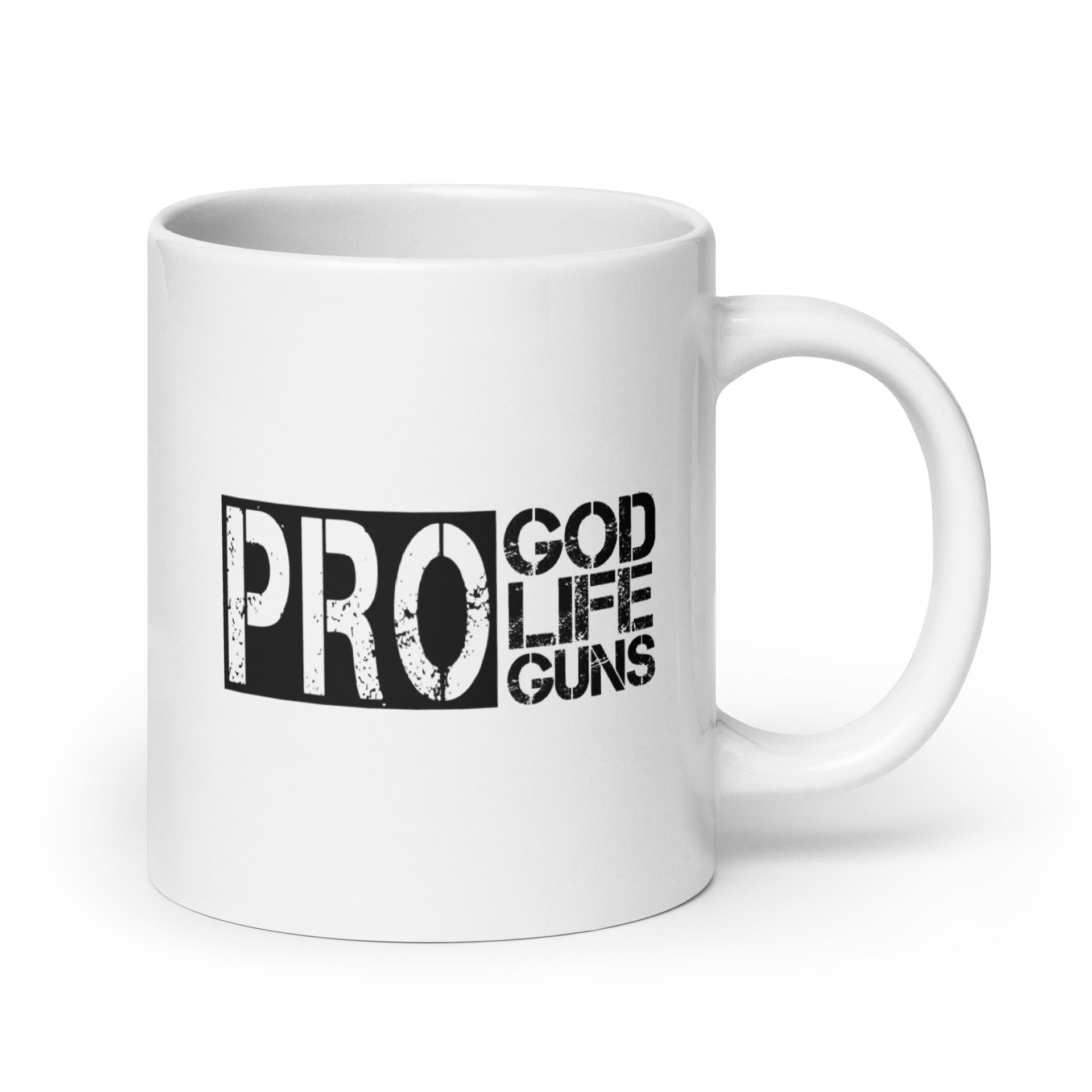 PRO GOD, LIFE, GUNS - White glossy mug